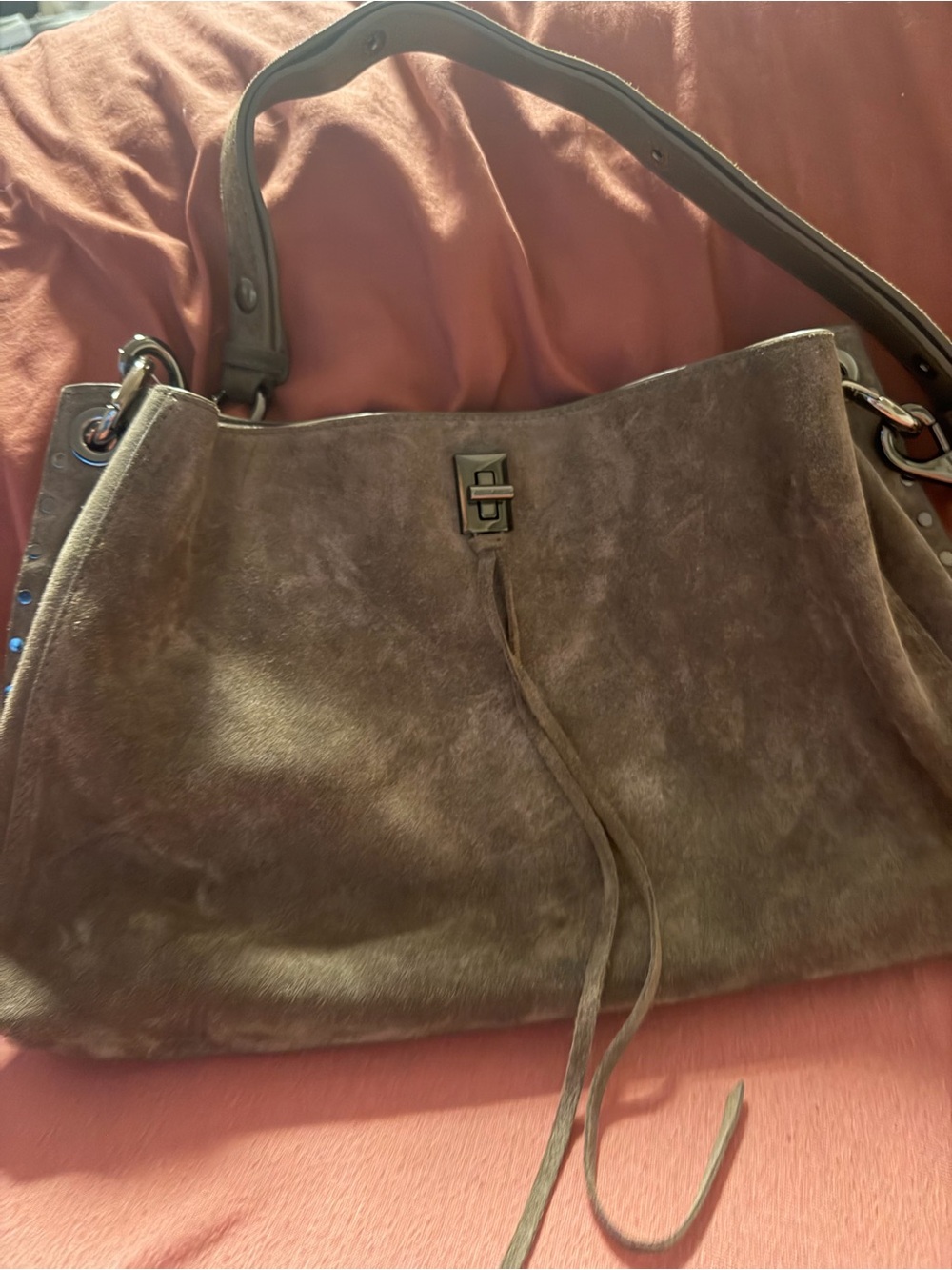 Rebecca Minkoff Taupe Suede Shoulder Bag